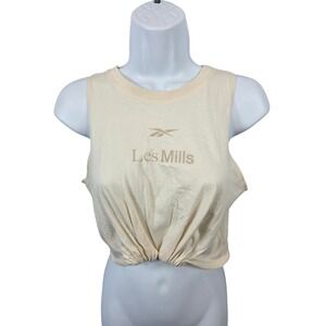 Reebok Les Mills Cropped Tank Top Natural Dye Sleeveless Tie Front Womens S /B71